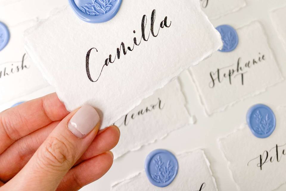 Handmade paper place cards