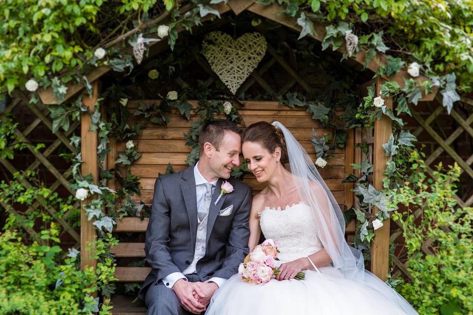 Newlyweds smiling