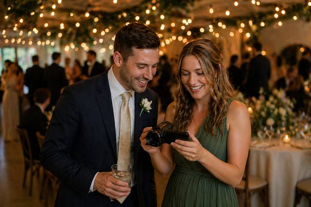 Guests using wedding camcorder