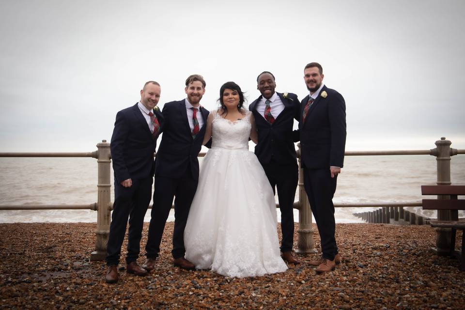 Group shot by the sea