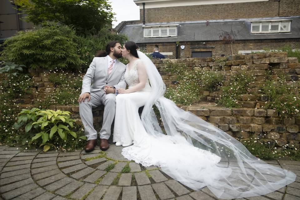 Flowing wedding dress