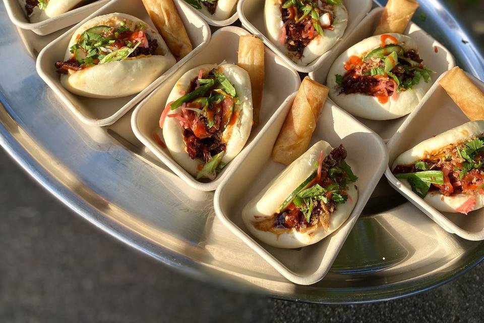 Bao buns and spring rolls