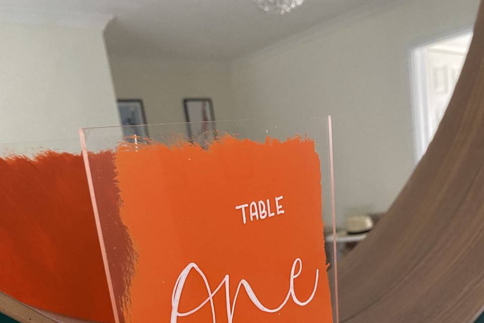 Table number acrylic