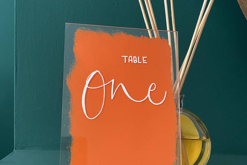 Burnt orange table numbers