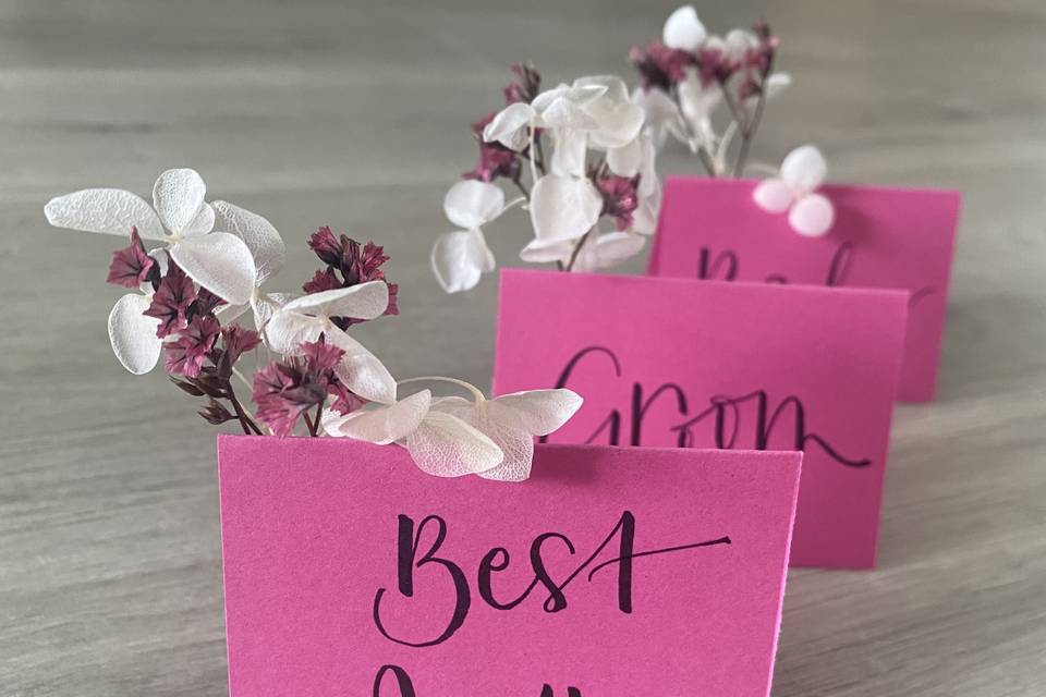 Hot pink place cards