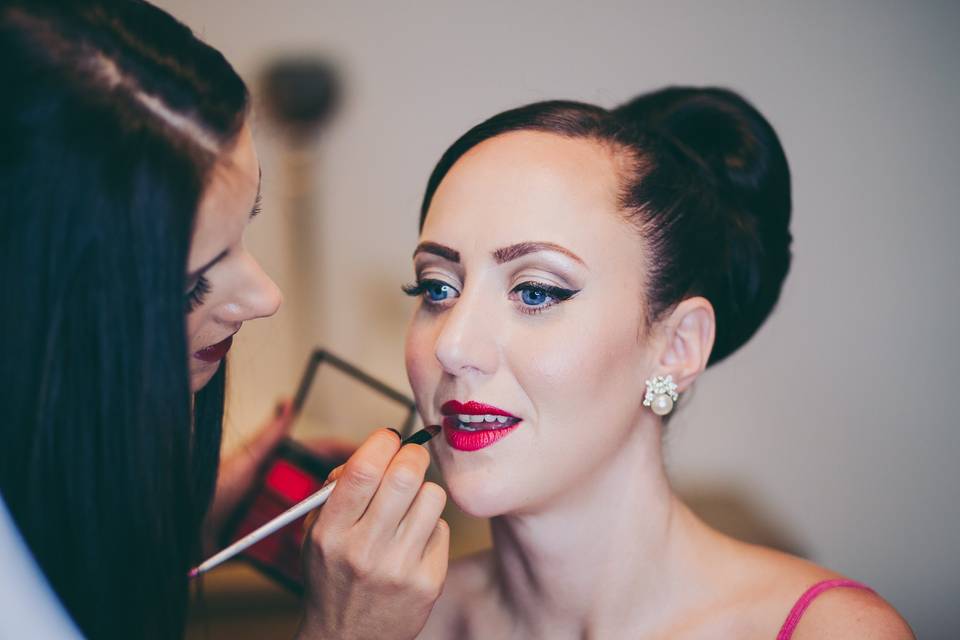 Classic red lip wedding makeup