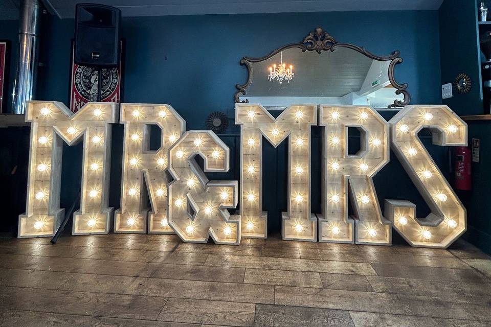 Rustic Mr and mrs lights