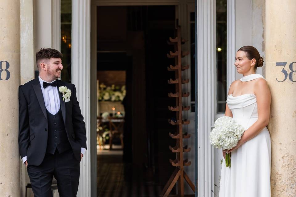 Couple in front of venue
