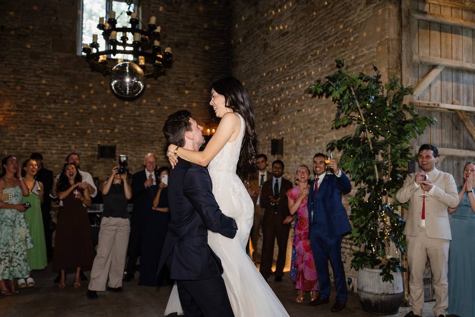 Bride and groom during first d