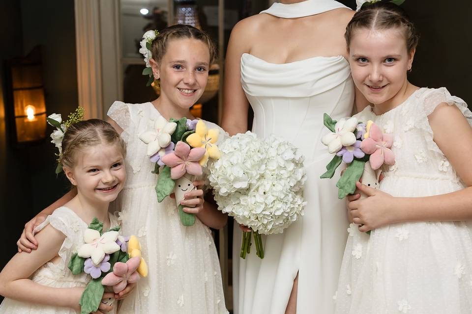 Bride with mini bridesmaids