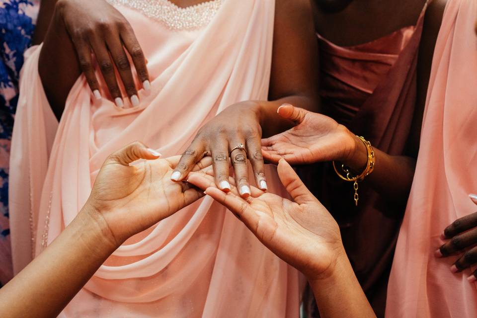 Bride and bridesmaid