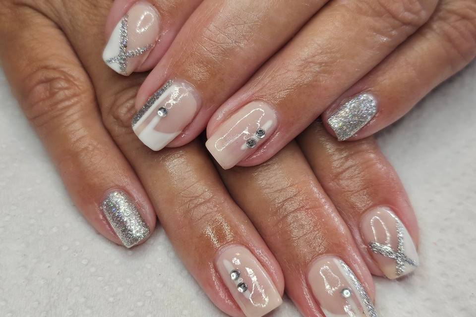 Gel polish white and nude
