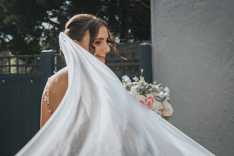 Veil blows in the wind