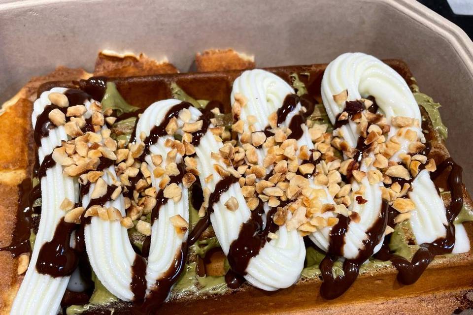 Sweet waffle with Ice Cream