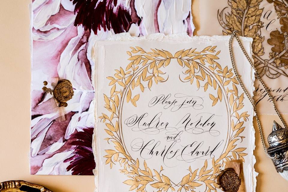 Blush & Gold Floral Stationery