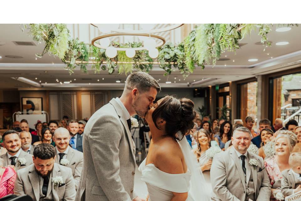 Indoor Ceremony Kiss