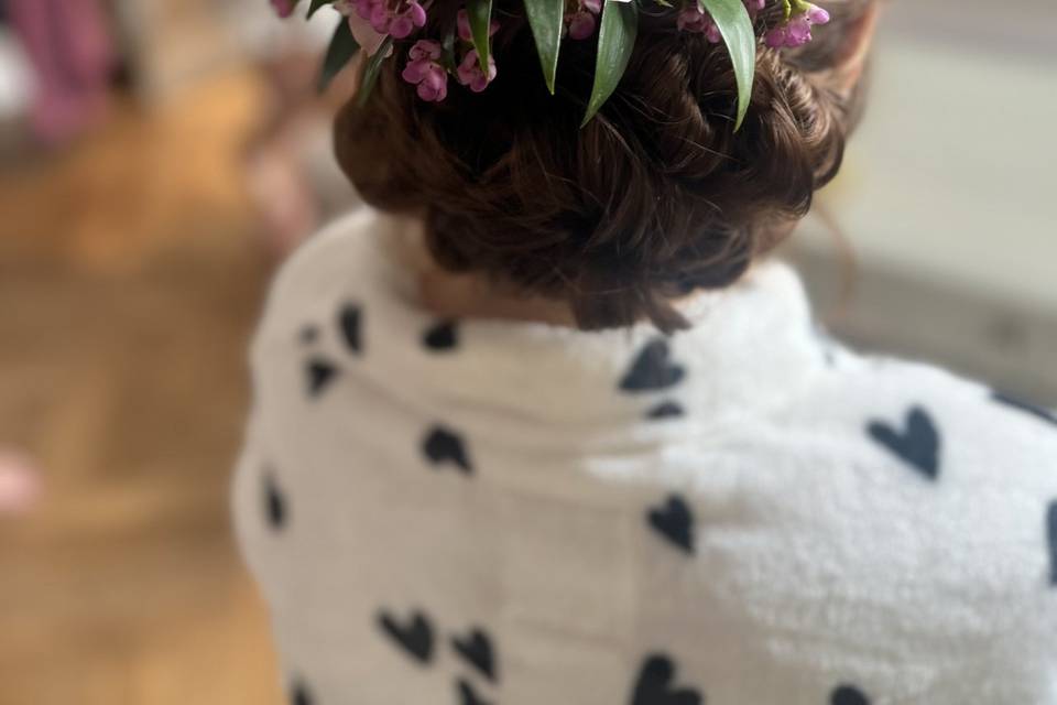 Flowers in wedding hair style