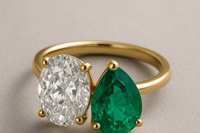 Diamond and emerald ring