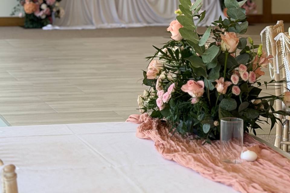 Broken arch and drapes