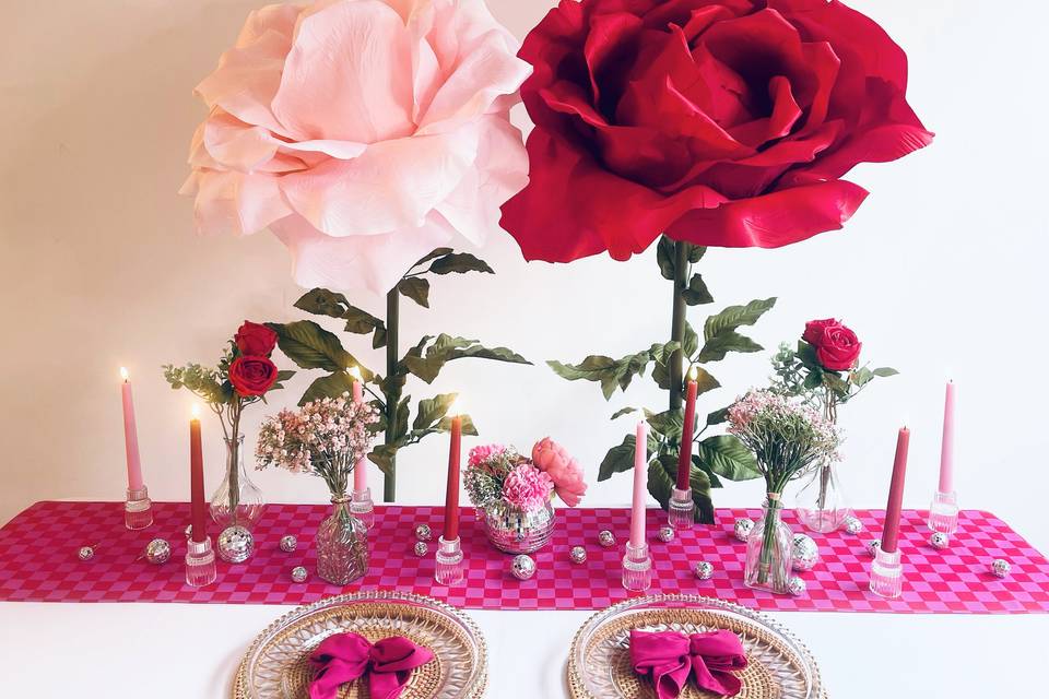 Pink and Red Wedding Table