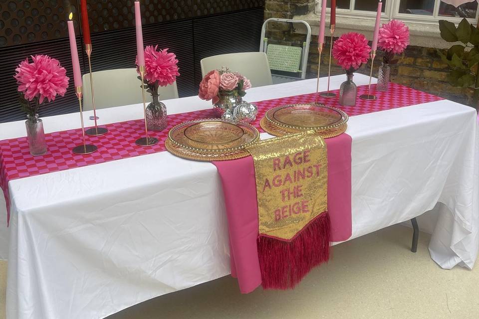 Pink and red table