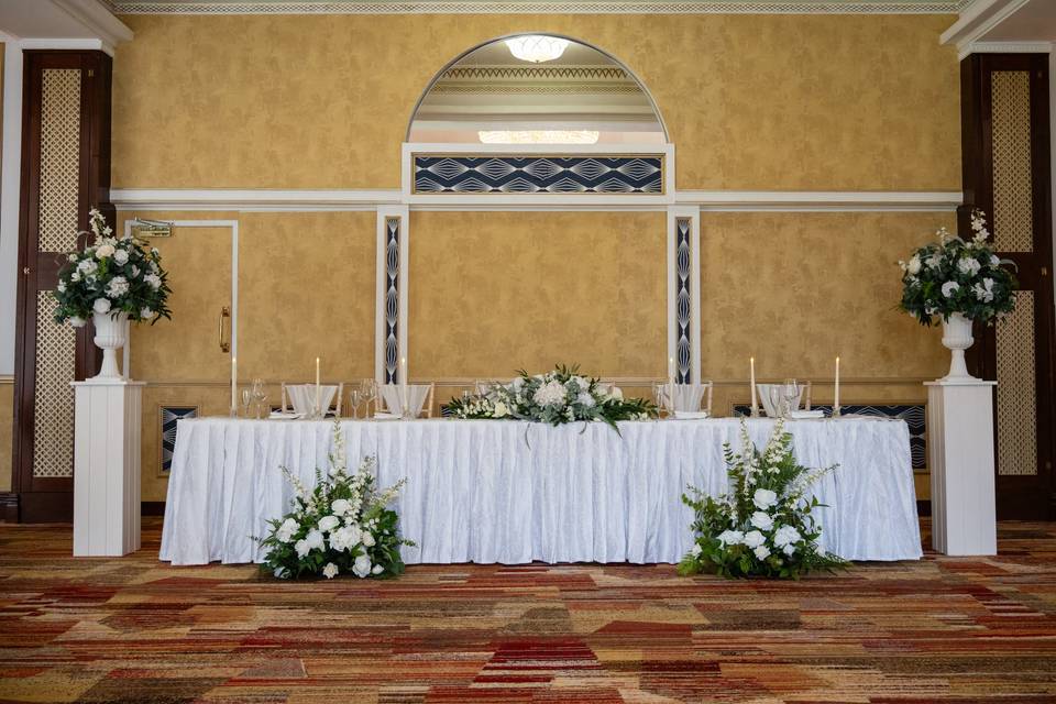 Top table White & Green silk