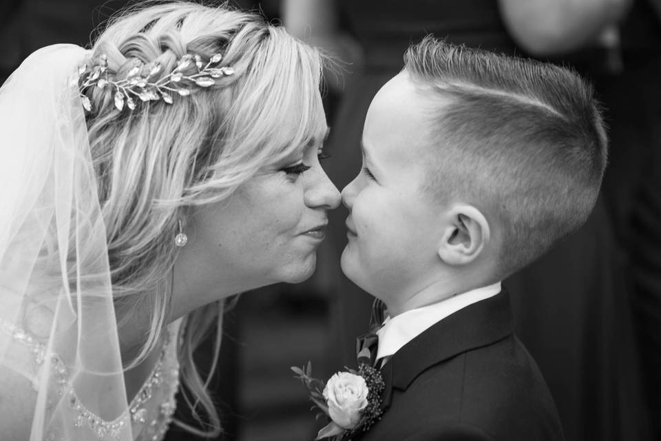 Bride kissing