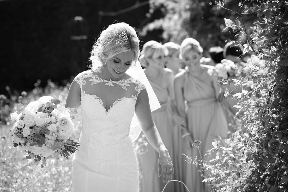 The brides and her bridesmaids