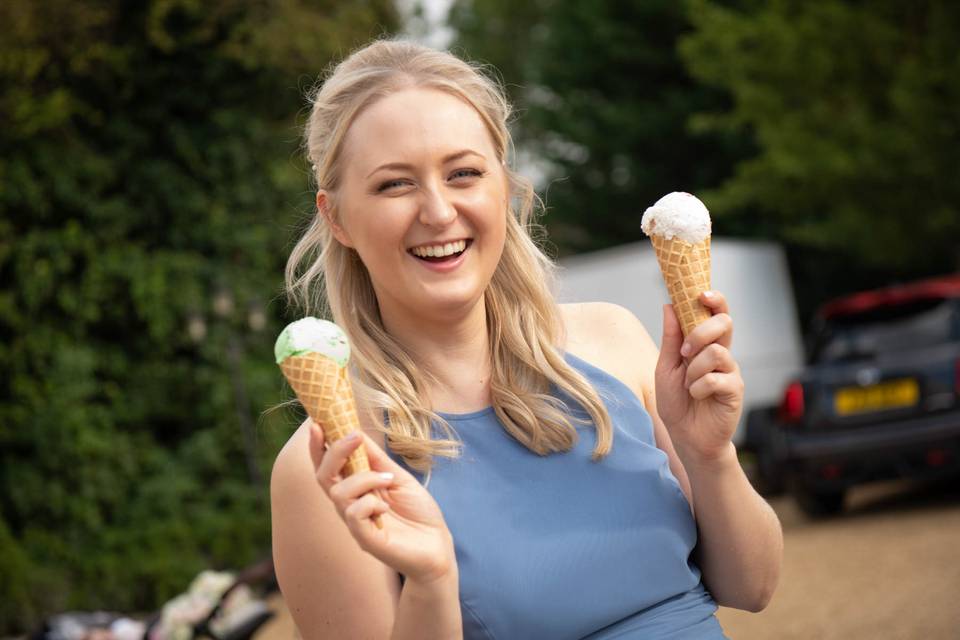 Bridesmaid with ice cream