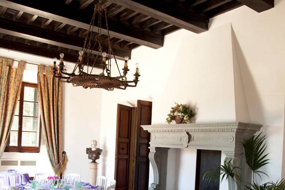 Indoor banquet near fireplace