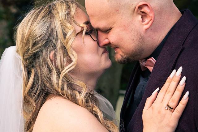 Intimate moment between bride