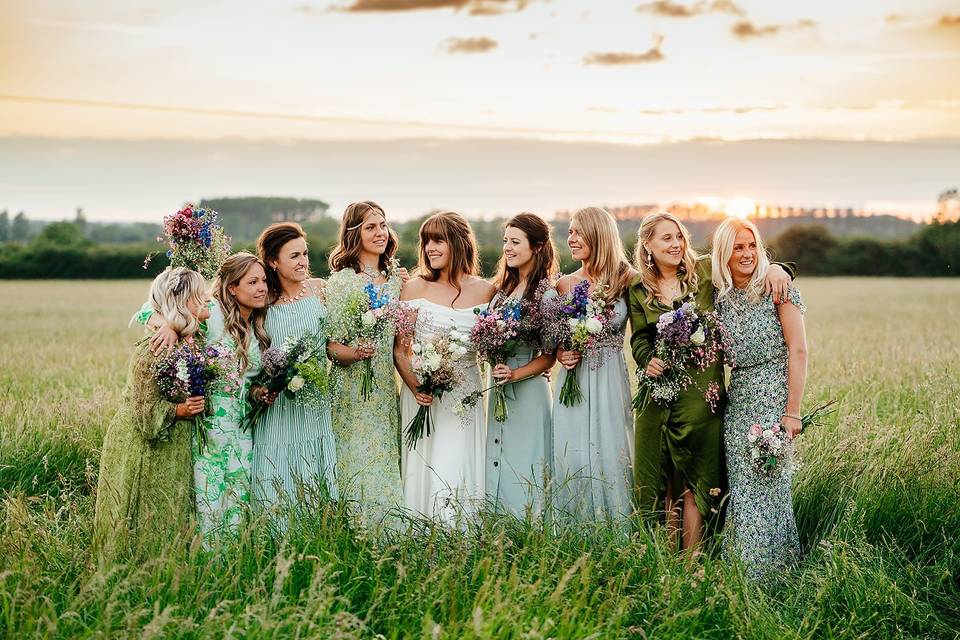 Posing with bouquet