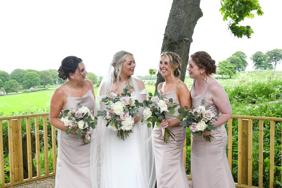 Bride and her bridesmaids