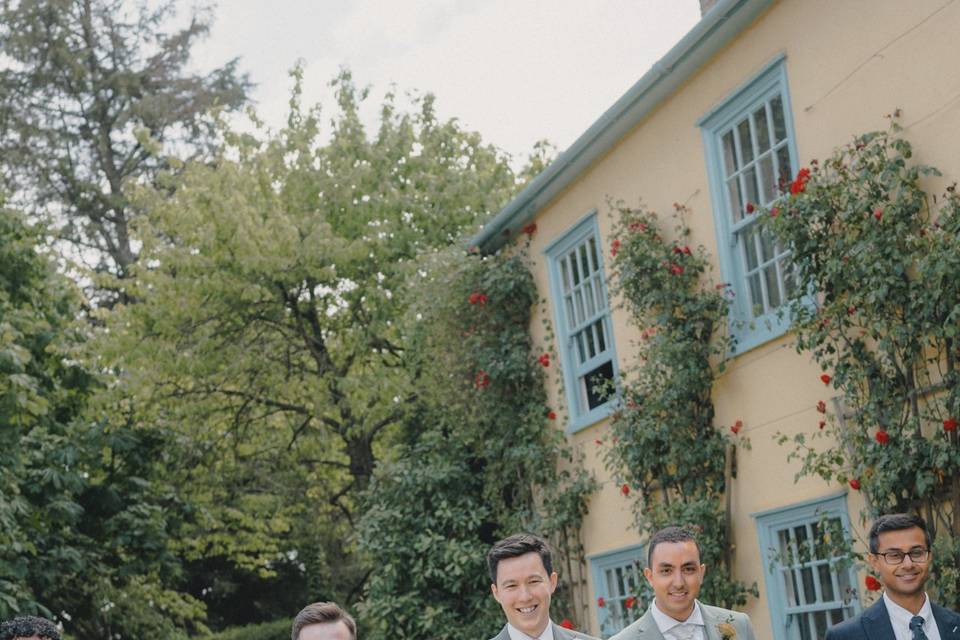 Groomsmen and friends walking