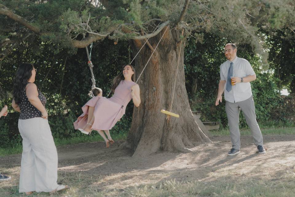 Adults on swings