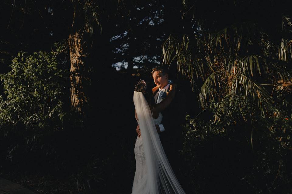 Sunset romantic couple