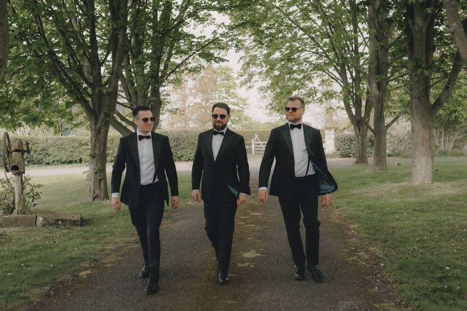 Groomsmen walking