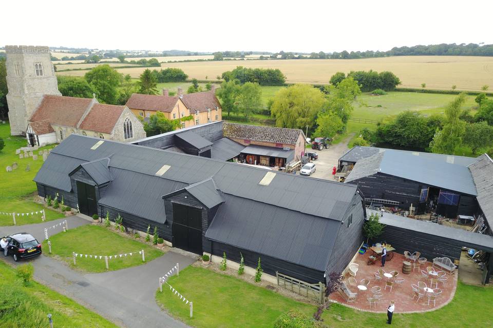 Drone Alpheton Hall Barns