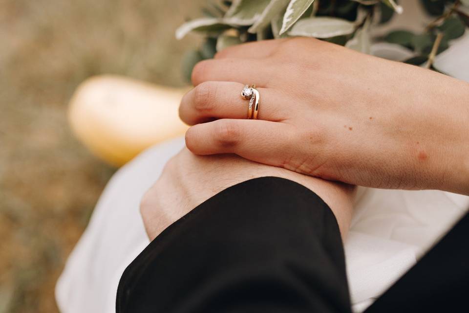 Bride and groom rings detail