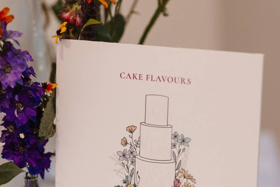 Wildflower Cake Flavours Sign