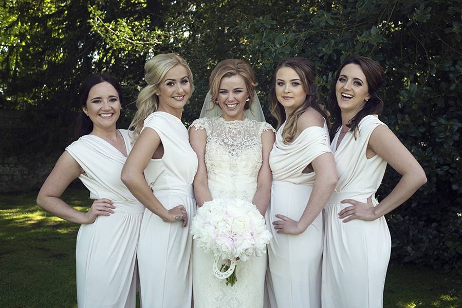 Bride with her bridesmaids