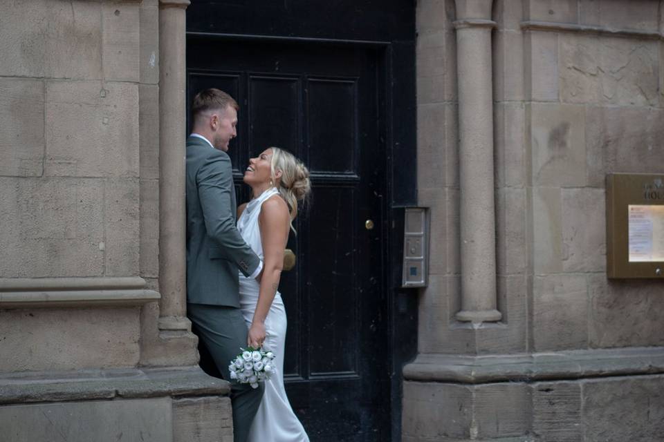 In the doorway