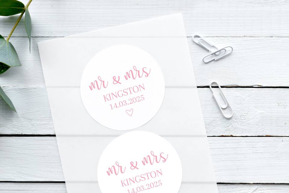 Personalised Stickers Mr & Mrs
