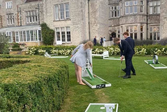 Mini golf at a wedding