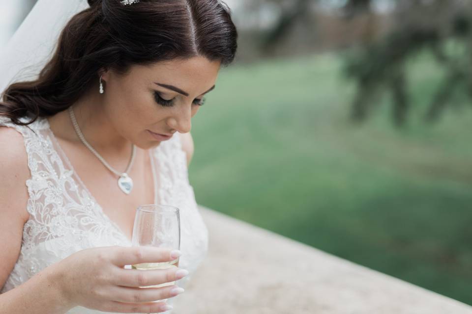 Quiet moment with the bride