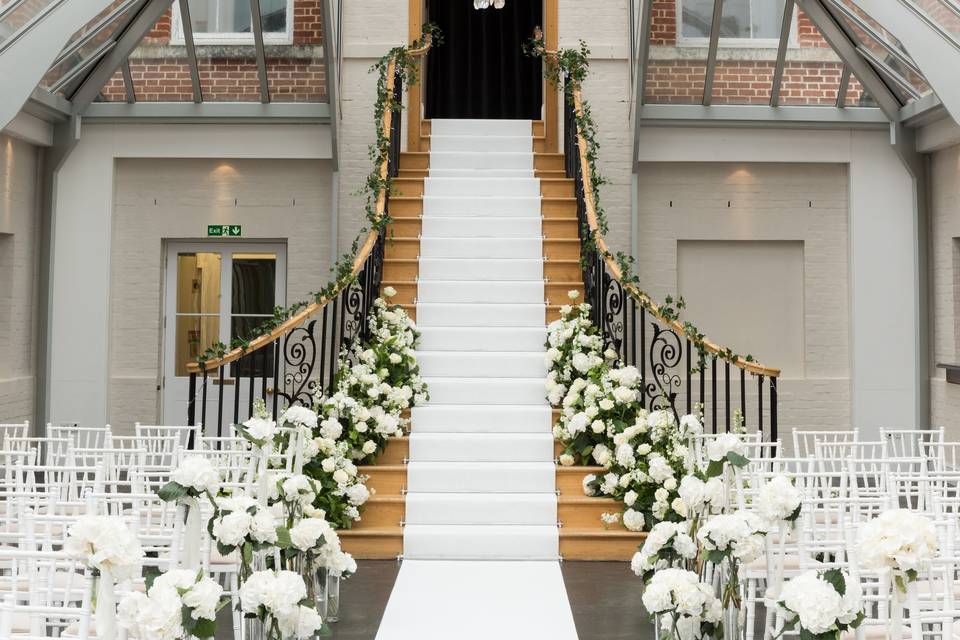 Stairs leading to the ceremony aisle