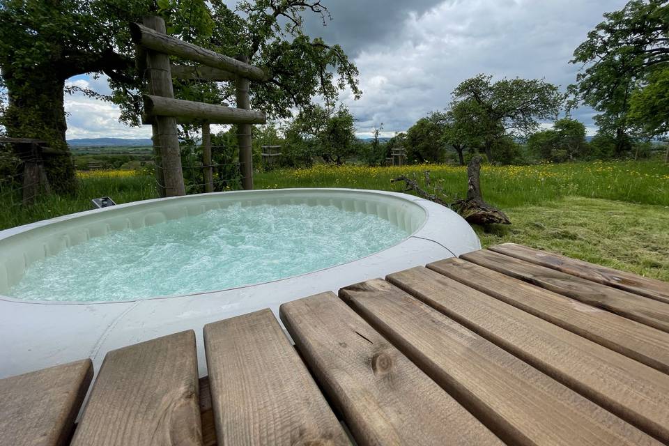 A hot tub with a view