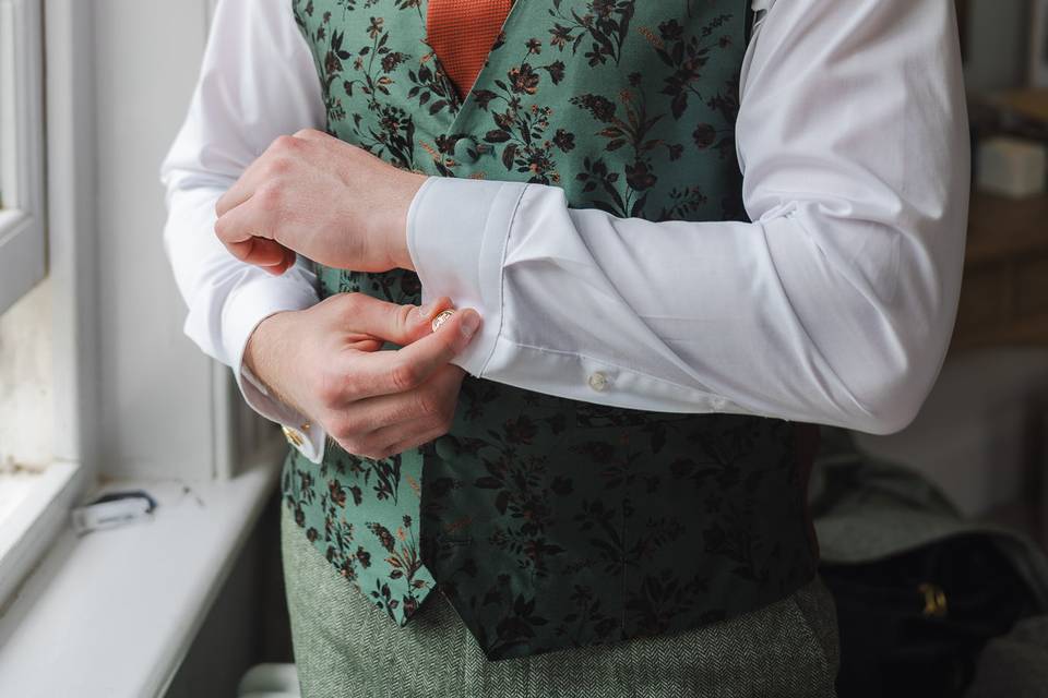 Groom contemplating