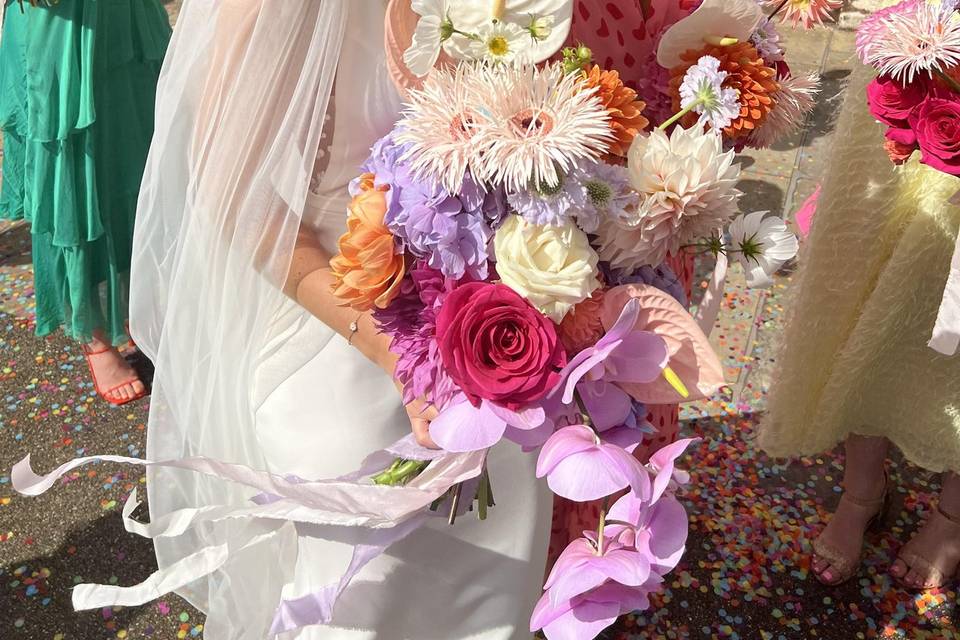 Colourful bridal bouquet