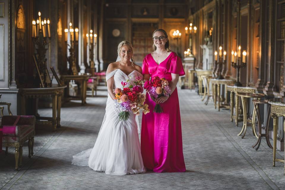 Bride and bridesmaid